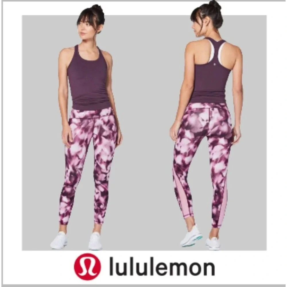 Lululemon Athletic Wear Womens 4 Purple Pink Tank Top And Leggings Tie Dye‎ Yoga
